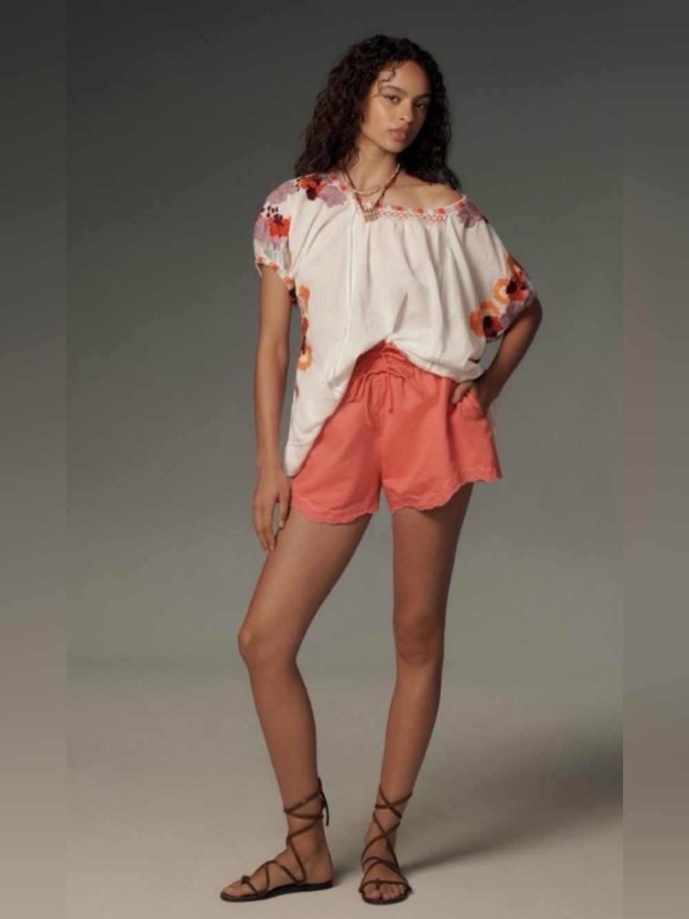 Anthropologie by Anthropologie LINEN DOUBLE WAISTBAND SHORTS